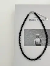 高級感ある黒曜石立体きのこネックレス【可愛い黒紐・鎖骨ライン】