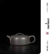 手作りの紫砂花器【青灰色・シンプルデザイン・高級感】