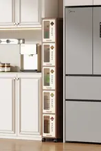 翻蓋式スリム収納キャビネット【キッチンやトイレの隙間に最適】
