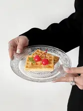 レトロデザインのガラス製フルーツプレート【リビング用・サラダ・スナック・朝食用】