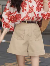 高腰ショートパンツ【夏用・フィット・カジュアル】（セットアップ対応）