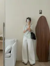 ハイウエスト スリム効果 デニムパンツ【小柄向け・ストレートワイド】（セットアップ対応）