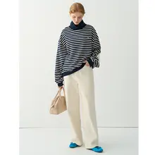 米白色デニムパンツ【ハイウエスト・レトロ感・ゆったりストレート】
