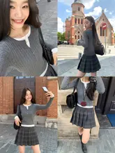 デザイン性の高いバイカラーの麻花ニットトップス【レイヤードスタイル・長袖】