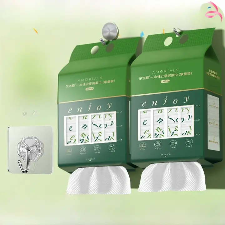 使い捨て洗顔タオル 壁掛け ポップアップ式 家庭用 特大サイズ 厚手 大容量