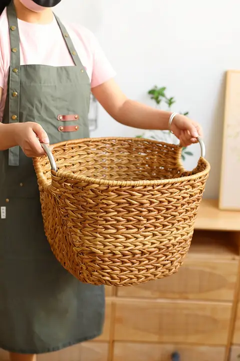 インス風 収納バスケット【ラタン風・汚れ物入れ・手作り・家庭用】