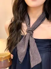 ストライプ柄ロングスカーフ【女性用・アート風・多用途】