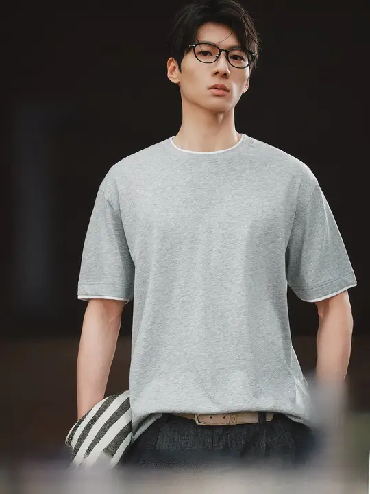 デザイン性のあるフラワーテクスチャー！半袖Tシャツ【ライセール・麻混】（セットアップ対応）