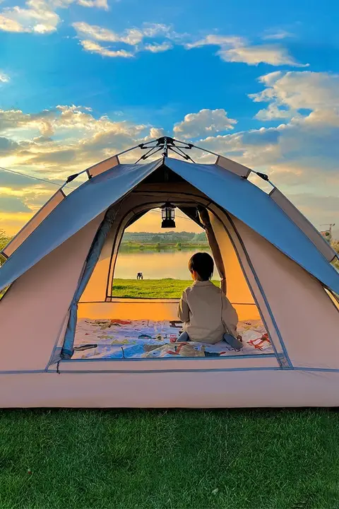 Camel テント 折りたたみ式 ポータブル UVカット 遮光 シルバーコーティング アウトドア キャンプ用品 屋内 屋外