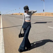 秋用デニムスカート風フレアパンツ【レトロデザイン・スリム効果・フリーレイヤー】（セットアップ対応）