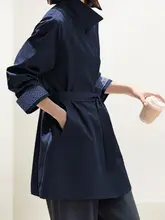 バイカラーの中長丈コート【リーダウン・ウエストリボン・秋冬対応】