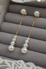 クラシックデザインのロングラウンドパールフリンジイヤリング【アレルギー対応・2way装着可能】