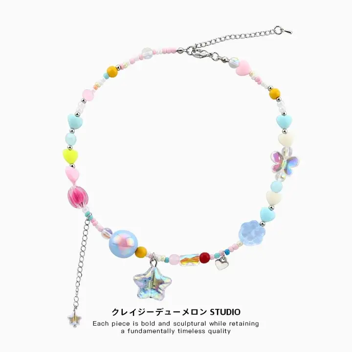 COACC 星星と蝶のビーズネックレス【春夏用・カラフル・レディース】