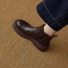 サイドゴア アンクルブーツ レディース 本革 ラウンドトゥ 厚底 トラッド ヴィンテージ 柔らかい