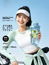 吸管付きプラスチック水筒【アウトドア用・持ち運び便利・女性用・夏向け】