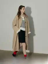 relez シングルボタン中長丈トレンチコート【春用・ルーズフィット・ファッション】