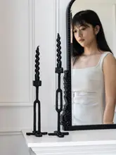 フランス風 ヴィンテージデザインの金属キャンドルスタンド【高級アート装飾・別荘やホテルのインテリアに最適】