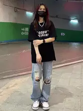 レディース ブラック ミディ丈Tシャツ【短袖・アメリカンレトロ・デザイン性あり】