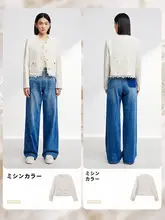 杏色レーストリムデザインの短丈ジャケット【女性用・春夏向け】