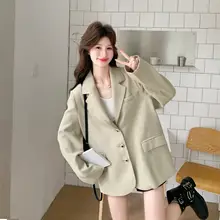 カーキ色フィット女性用ジャケット【春夏向け・ゆったりデザイン・韓国風】