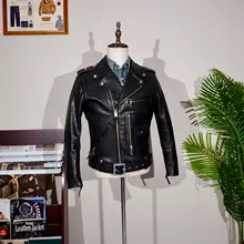 イタリアンレザー使用のバイカージャケット【ショート丈・シボ加工・オートバイスタイル】