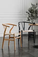 新中式 無垢材 背もたれ付き チェア【牛角デザイン・家庭用】