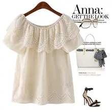 ラミー刺繍中空レース ボートネック シャツ