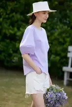 デザイン性のあるパフスリーブ白シャツ【ルーズフィット・フレンチスタイル】