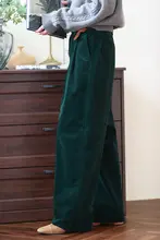 高腰ワイドストレートパンツ【レトロ色・コーデュロイ・フィット・冬用】（セットアップ対応）