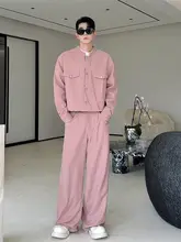 デザイン性の高い立 collar 男性用短丈ジャケット【メタルディテール・ワイドパンツ・セットアップ対応】