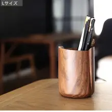 黒胡桃製の木製ペン立て【スリムデザイン】