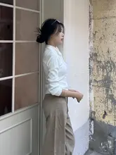 カジュアルチノパン【キナリカラー・したストレートフィット・長めの丈】（セットアップ対応）