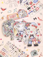 可愛い機械クマのDIYシール【透視ミニチュアシーン・創造的デザイン】