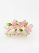 高級感あるフローレースのワニクリップ【女性用・高めのポニーテール対応・花柄】
