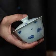 高級景徳鎮製 陶器ティーカップ【蓮の葉デザイン・茶器用・1個】