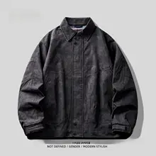 重厚なオークブラウンのビンテージワークジャケット【メンズ・ゆったりフィット・翻 collar】