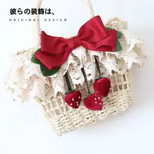 手作りデザイン！ストロベリーフラワーのロリタ風バック【春のお出かけ・かごバッグ】
