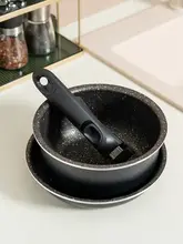 フライパン 片手鍋 両手鍋 セット 着脱式ハンドル 麦飯石コート 焦げ付きにくい IH対応 省スペース「onlycook」