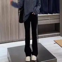 春季用 大きいサイズ レディース ハイウエスト ブラック微フレアデニムパ ンツ【スタイルアップ・ストレート・ロング丈】