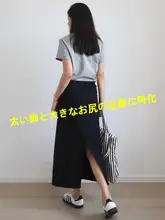 高腰サマースカート【Aライン・開襟・体型カバー】