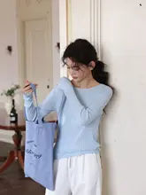 優美な光沢の天絲醋酸棉ニットトップス【薄手・春用・柔らかい肌触り】