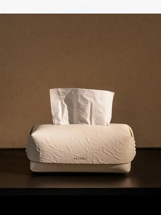 高級感ある手作り編み紙ナプキンホルダー【リビング用・茶卓・皮革製】