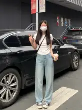 高腰デニムパンツ【ゆったりストレート・トレンドデザイン・スケール感】