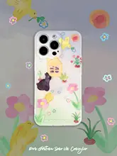 iPhone14 Pro Max、iPhone 12、iPhone 13 Pro Max対応！グラデーションカラーの可愛いイラスト入りスマホケース【防衝撃・学生向け】