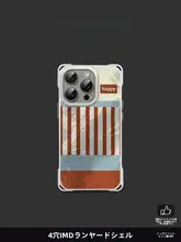 スマホケース iPhone対応 ストラップ付き 斜め掛け ショルダー 手提げ チェーン カメラ保護 四角 ヴィンテージ ブラウン ストライプ おしゃれ