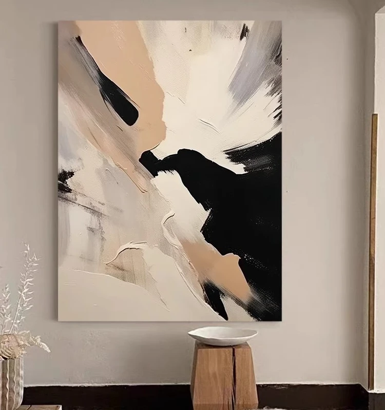 手描き油絵のテクスチャー アート風の抽象装飾画：リビングや玄関に最適な立体デザインの選び方
