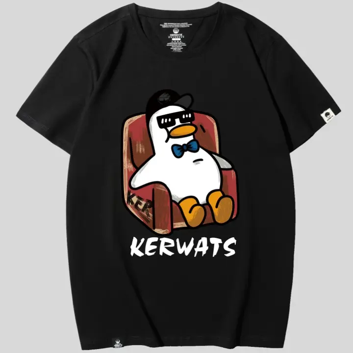 ユニセックス 小 ducks プリント 半袖 Tシャツ【大きいサイズ・コットンライク・学生向け】