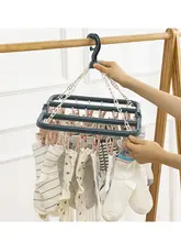 自宅用多機能クリップ洗濯ハンガー【靴下用・折りたたみ・防風設計】