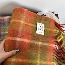 冬用 極上の柔らかさ 紫色のフリンジスカーフ【可愛いデザイン・保温効果・ウール混紡】