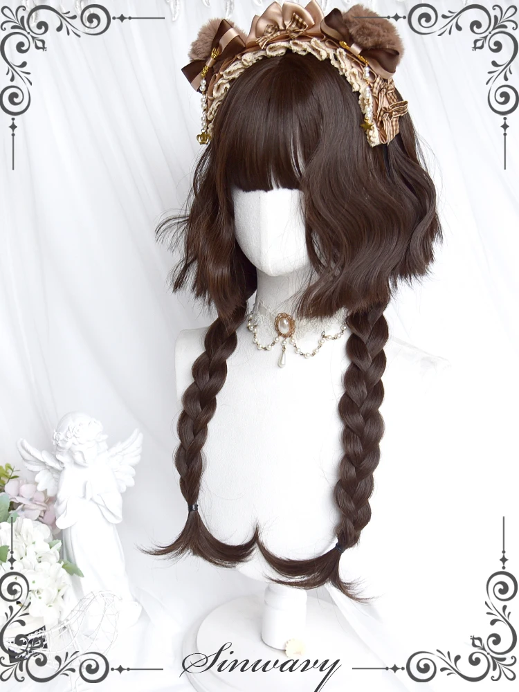 かわいい金茶色のショートカールウィッグ：ロリータスタイルに最適な取り外し可能なヘアカーテン
